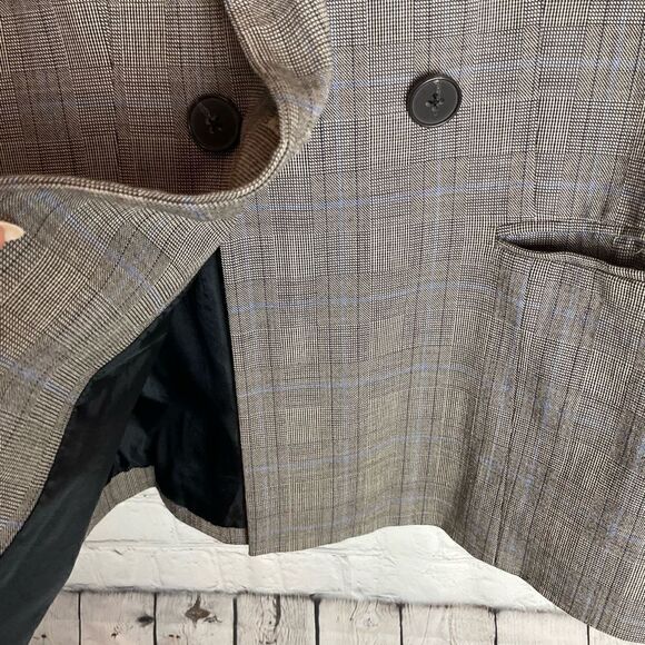 DKNY Double -Breasted Blazer Gray/Brown Wool Size 10 - Picture 11 of 14